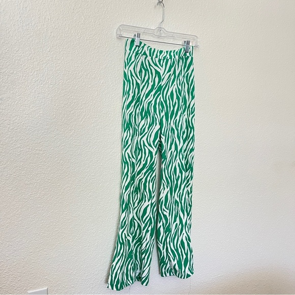 Fashion Nova Pants - Fashion Nova Kelly Green and White Zebra Print Straight Leg Pants